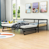 Convertible Metal Twin Daybed with Pop Up Trundle Bed