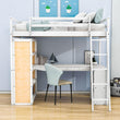 Twin Loft Bed with Desk and Storage Shelves for Adults, Teens