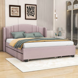 Modern Upholstered Queen Platform Bed Frame with Headboard and Storage