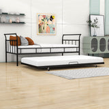 Metal Twin Daybed with Trundle and Curved Armrest - [Backless]