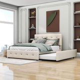 Upholstered Queen Size Platform Bed with Storage and Twin XL Trundle - [Headboard]