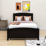 Twin Platform Bed Frame with Twin Trundle and Headboard