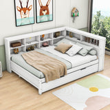 Modern Smart Full Size Wood Daybed with Twin Trundle and Storage