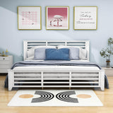 Wooden King Size Platform Bed with Open-Frame Headboard