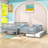 Twin Over Full Bunk Beds for Kids, Adults with Trundle and Storage