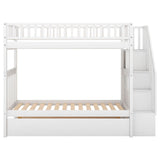 Convertible Twin Over Twin Bunk Bed with Stairs and Storage, Trundle