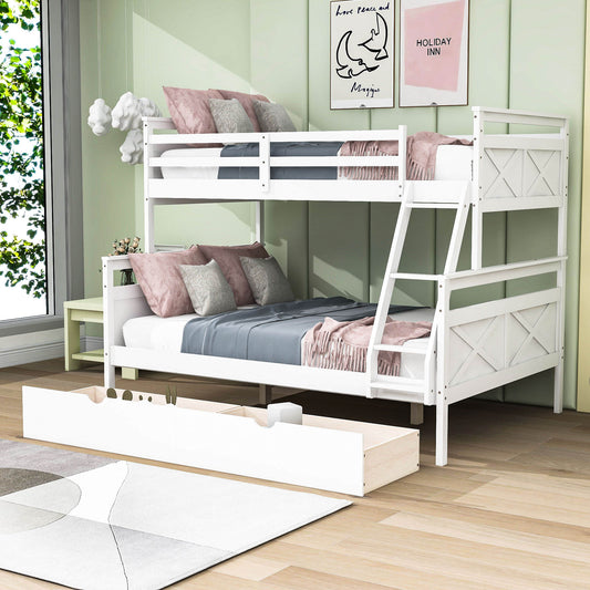 Modern Convertible Twin Over Full Bunk Bed with Storage Drawers - [Wood]