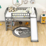 Low Twin Loft Bed with Slide for Kids - [Wood, Interchangeable]