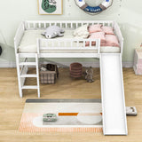 Low Twin Loft Bed with Slide for Kids - [Wood, Interchangeable]