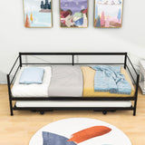 Convertible Metal Twin Daybed with Pop Up Trundle Bed