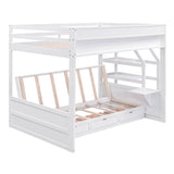 Full Futon Bunk Beds Couch with Stairs and Storage - [Wooden, Drawers, Shelves]