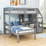 Twin Over Twin Bunk Beds with Desk and Storage Stairs - [Drawers, Shelves, L-Shaped]