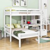 Twin Over Twin Bunk Beds with Desk and Storage Stairs - [Drawers, Shelves, L-Shaped]