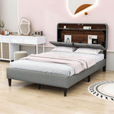 Smart Full Size Platform Upholstered Bed Frame with Storage Headboard