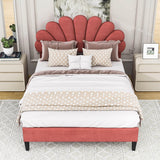 Modern Full Size Velvet Upholstered Platform Bed Frame with Headboard