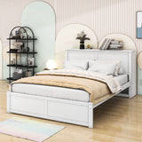 Queen Platform Bed Frame with Pull Out Shelves and Twin XL Trundle