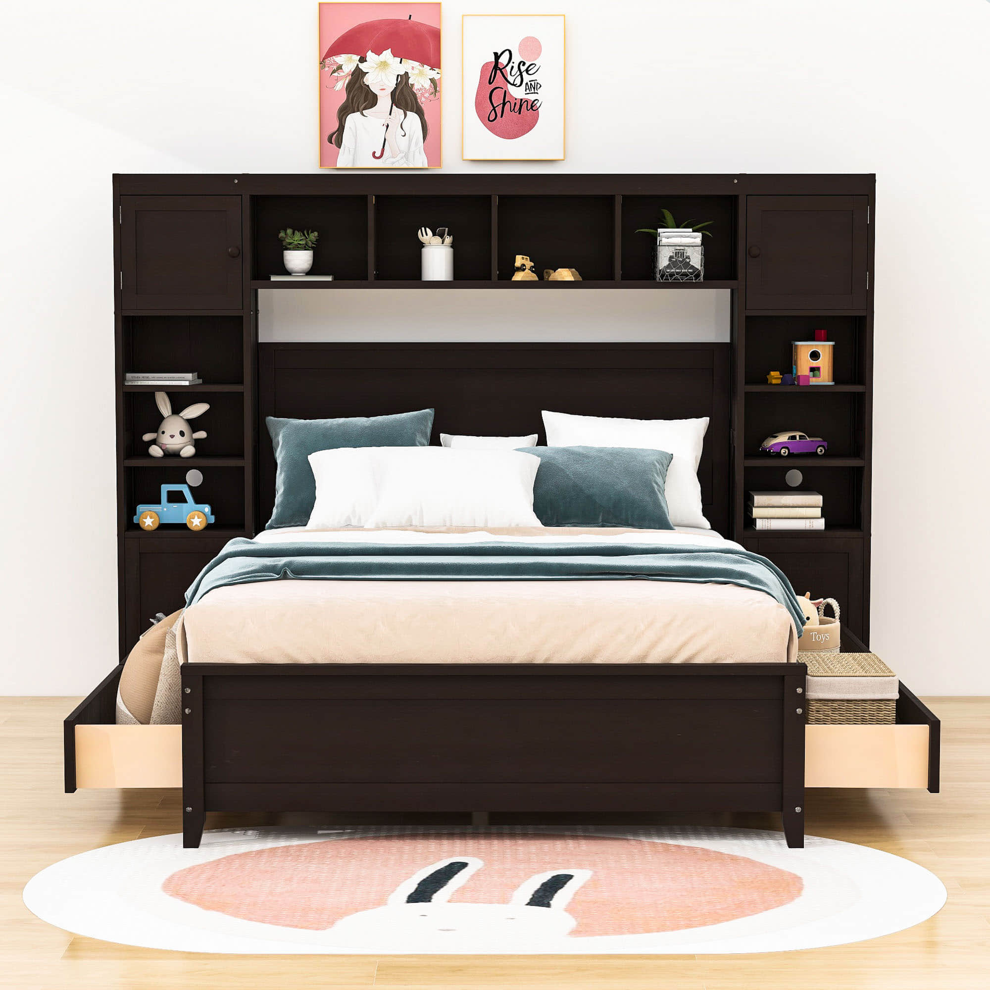 Smart Full Storage Bed Frame with Headboard and Charging Station