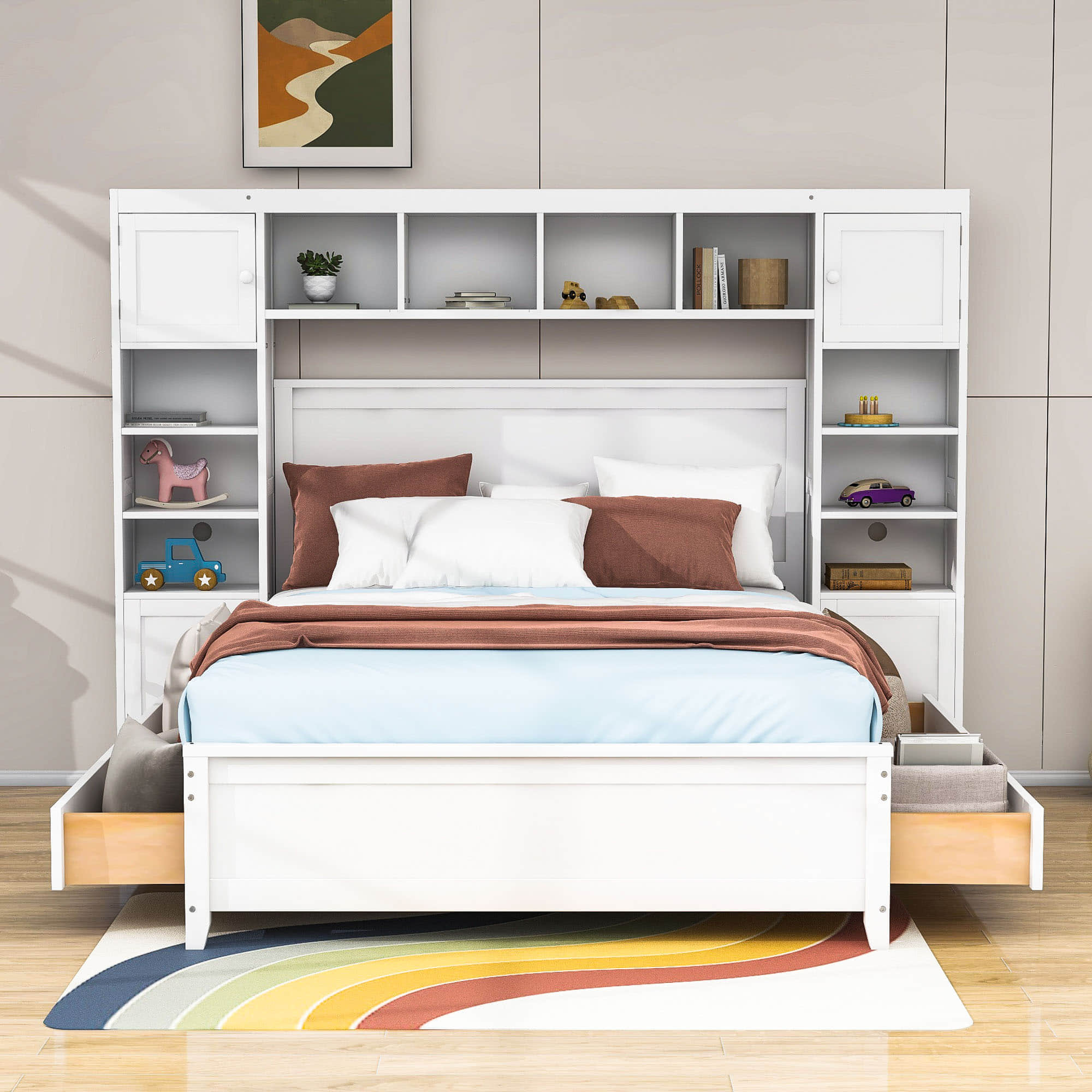 Smart Full Storage Bed Frame with Headboard and Charging Station