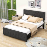 Metal Full Size Upholstered Storage Bed with Headboard and Drawers