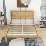 Wood Full Size Vintage Platform Bed Frame with Headboard