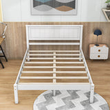 Wood Full Size Vintage Platform Bed Frame with Headboard