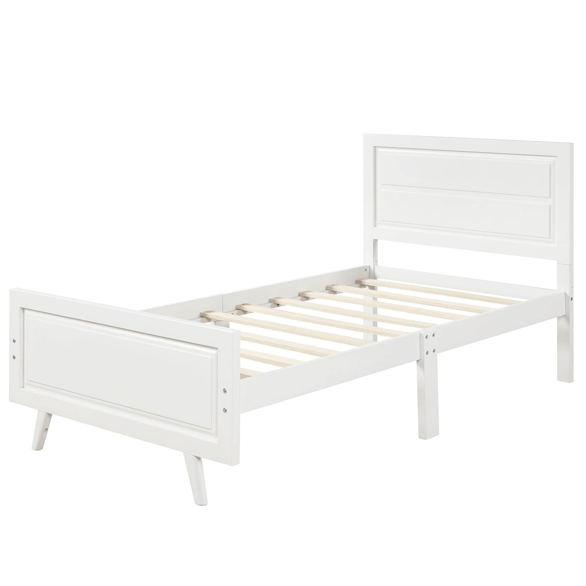 Wood Twin Platform Girls Bed Frame with Headboard and Footboard