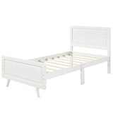 Wood Twin Platform Girls Bed Frame with Headboard and Footboard