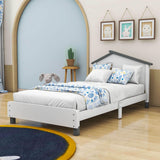 Twin Wood Girls Platform Bed with House-Shaped Headboard