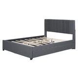 Upholstered Platform Queen Size Bed Frame with Storage and Twin XL Trundle - [Drawers, Headboard]