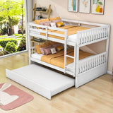 Convertible Full Over Full Bunk Beds with Trundle for Kids, Teens - [Wooden]