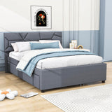 Queen Upholstered Platform Bed Frame with Headboard, Twin XL Trundle Bed