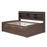 Full Size Wooden Captains Bed Frame with Twin Trundle and 3 Drawers