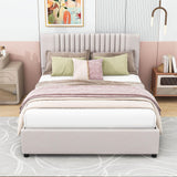 Upholstered Full Size Platform Bed Frame with Storage and Twin Trundle - [Drawers, Headboard]