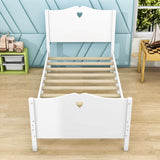 Wood Girls Twin Platform Bed with Headboard and Footboard