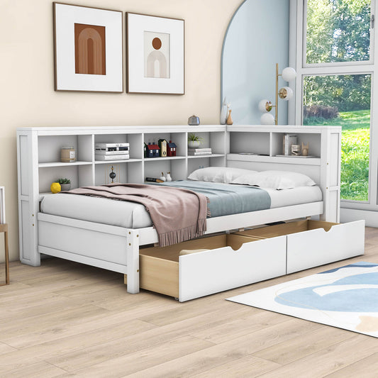 Modern Smart Kids Twin Size Daybed with Storage Drawers and Shelf