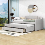 Twin Upholstered Daybed with Trundle and Storage - [Drawers, Linen]