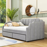 Modern Twin Size Upholstered Daybed with Storage Drawers