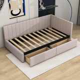 Twin Linen Upholstered Daybed with Storage - [Drawers]