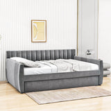 Velvet Upholstered Full Size Daybed with Trundle