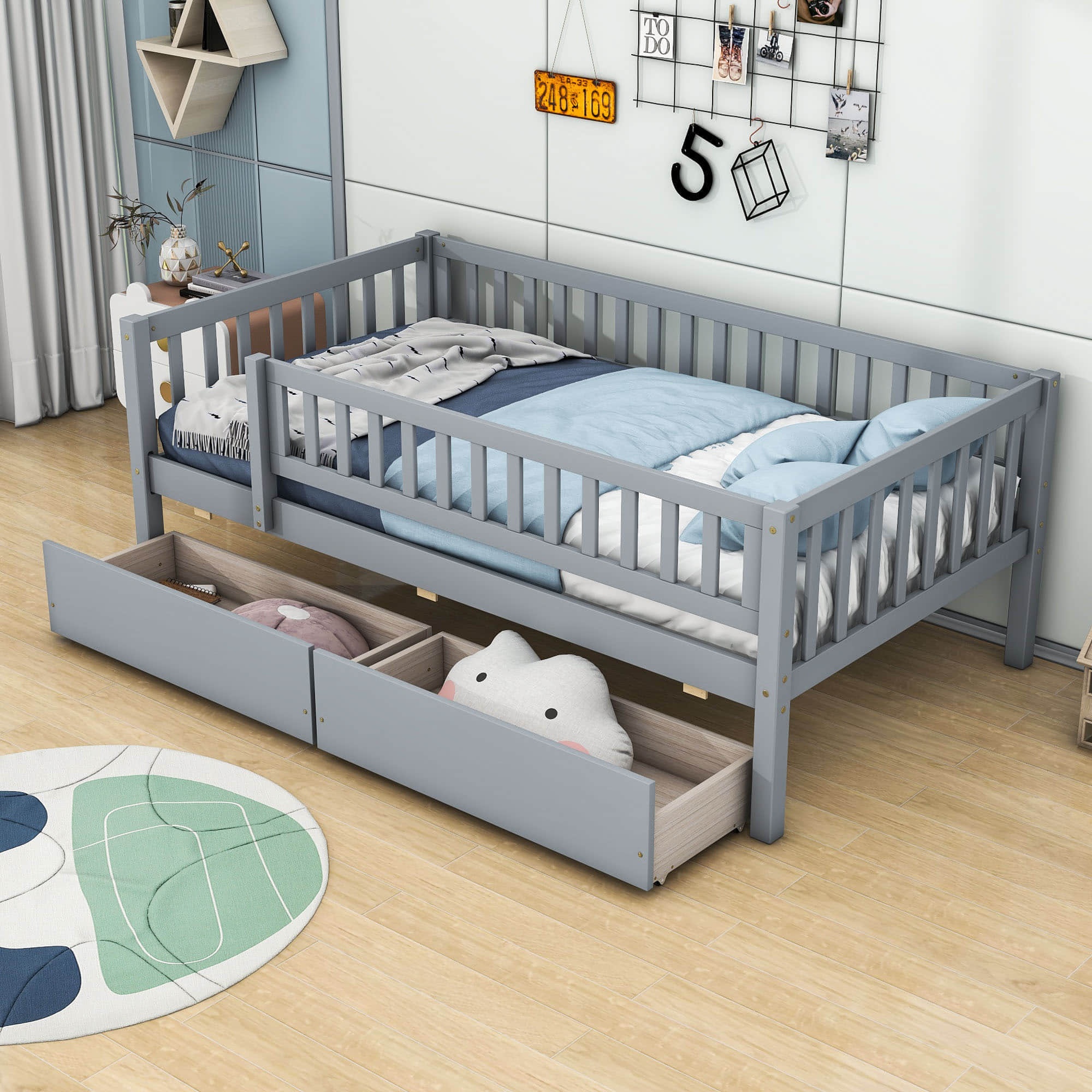 Twin Size Toddler Nursery Daybed with Storage Drawers