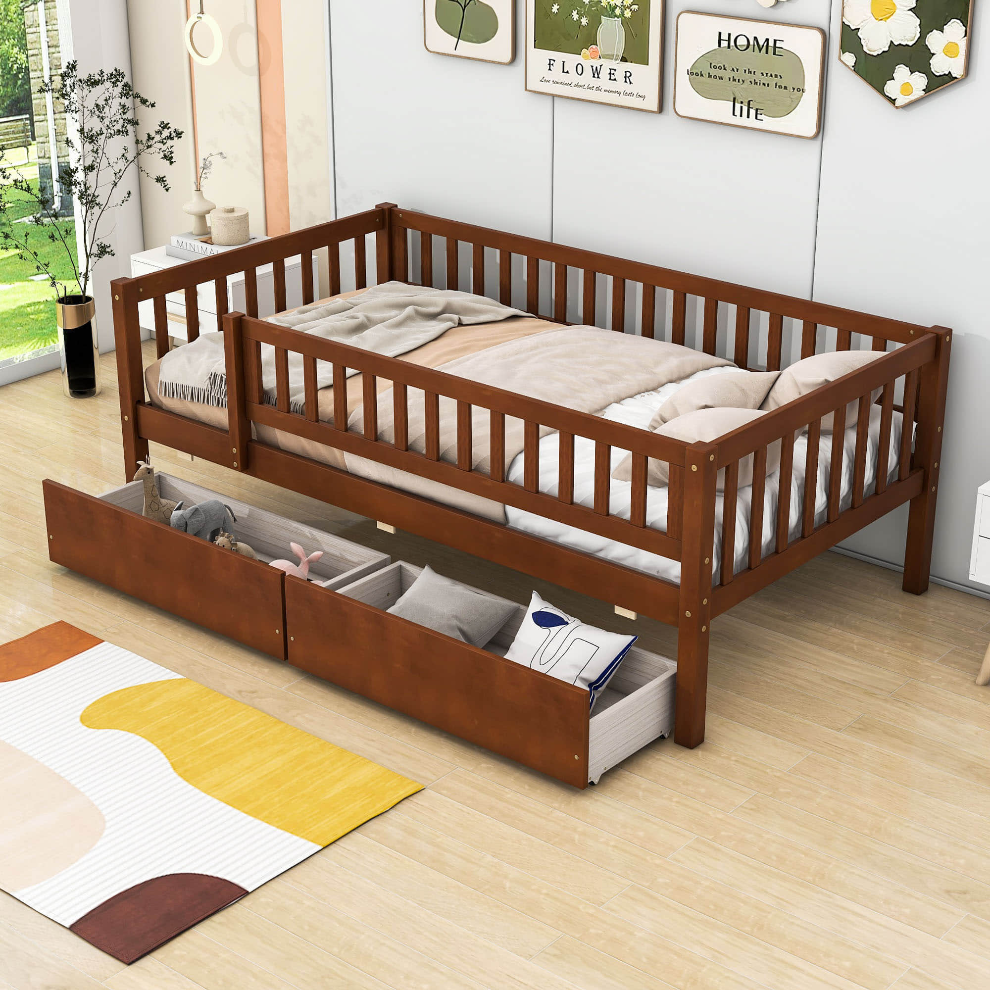 Twin Size Toddler Nursery Daybed with Storage Drawers