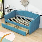 Velvet Upholstered Twin Daybed with Storage - [Drawers]