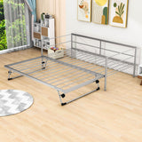 Convertible Metal Twin Daybed with Pop Up Trundle Bed