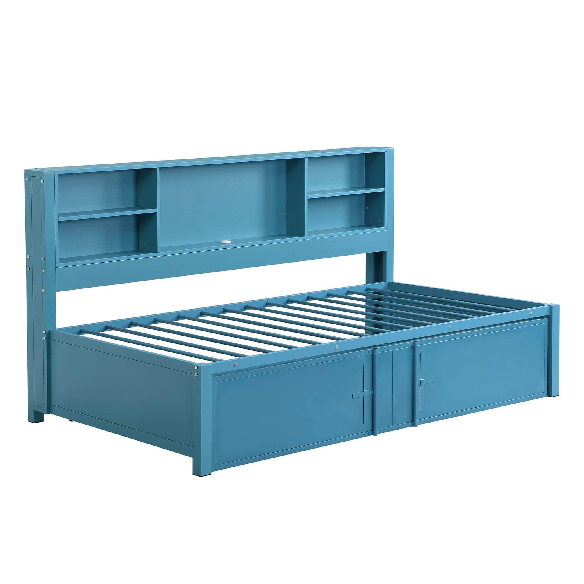 Smart Metal Twin Daybed with Trundle and Storage - [Shelves, USB Ports]