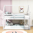 Small Low Twin Over Twin House Floor Bunk Beds for Kids, Toddler