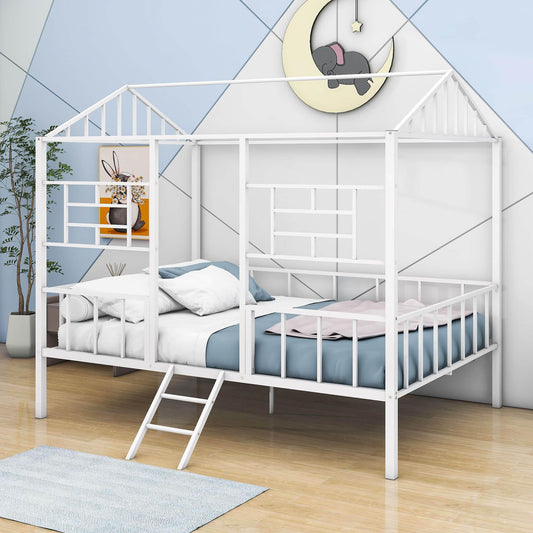 Full Size Metal House Bed Frame for Kids, Toddler