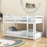 Wooden Low Twin Over Twin Floor Toddler Bunk Beds