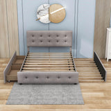 Upholstered Queen Size Platform Bed with Storage and Twin XL Trundle - [Headboard]