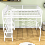 Sturdy Twin Metal Loft Bed Frame with Storage Shelves for Adults, Kids