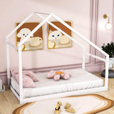 Montessori Twin Size Floor House Bed Frame for Toddler Kids - [Low, Wood]